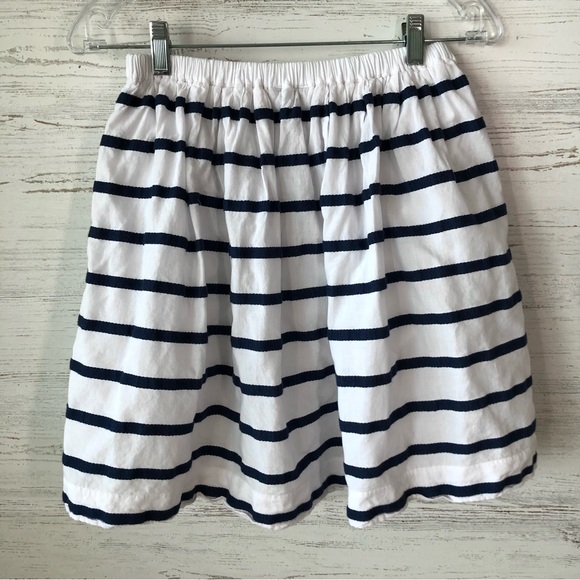 J. CREW Nautical Striped Pleated Lined Cotton Embroidered Mini Flounce Skirt 2 - Picture 7 of 10